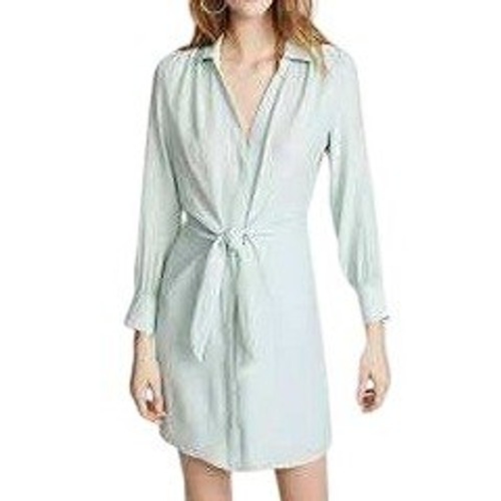 Brochu Walker Ashland Mint Tie Front Shirt Dress S